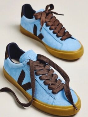 NWT Veja Exclusive Campo Light Blue Suede Sneakers with Brown Trim-NEW IN BOX-9
